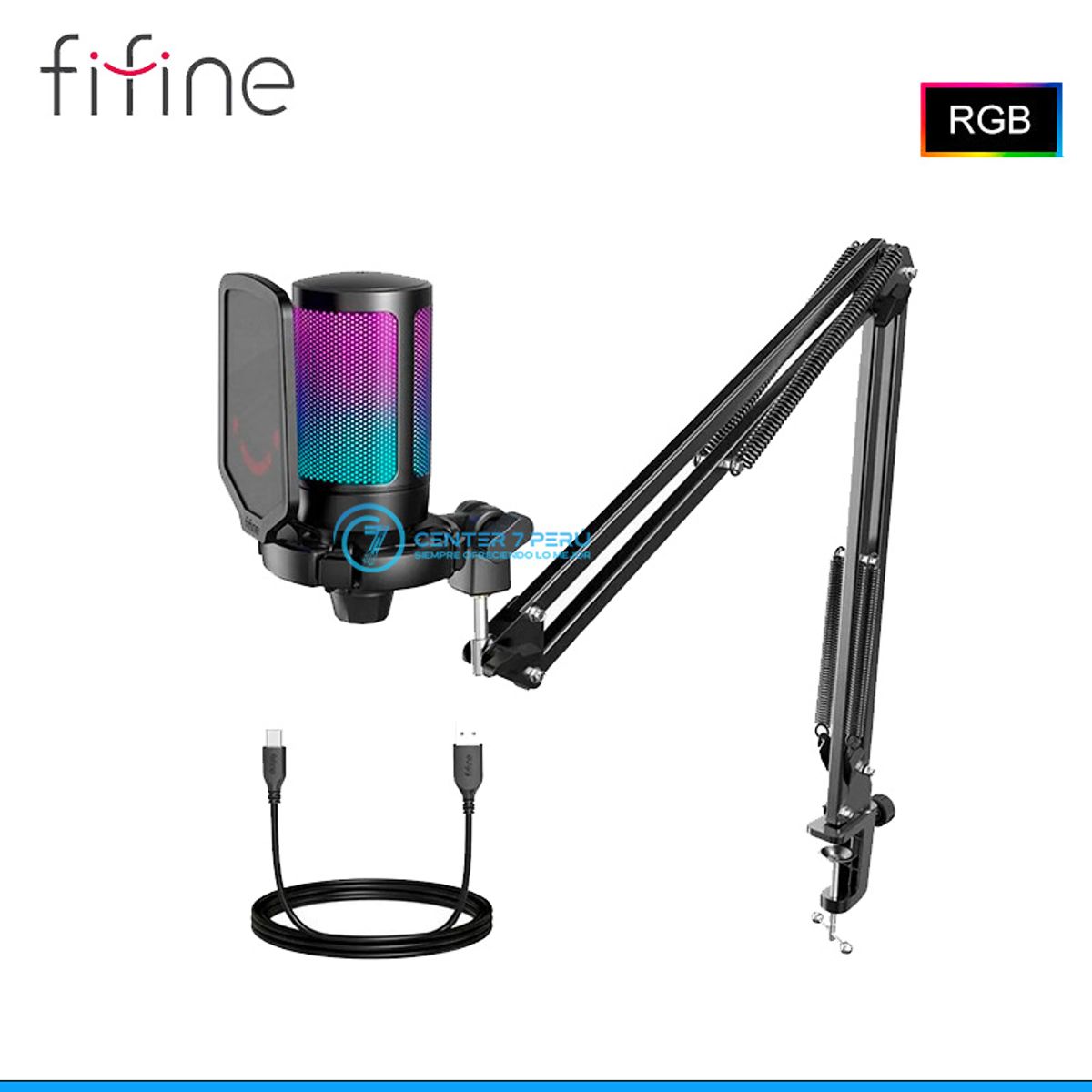 FIFINE - Micrófono Gamer Fifine A6T BLACK Soporte de brazo