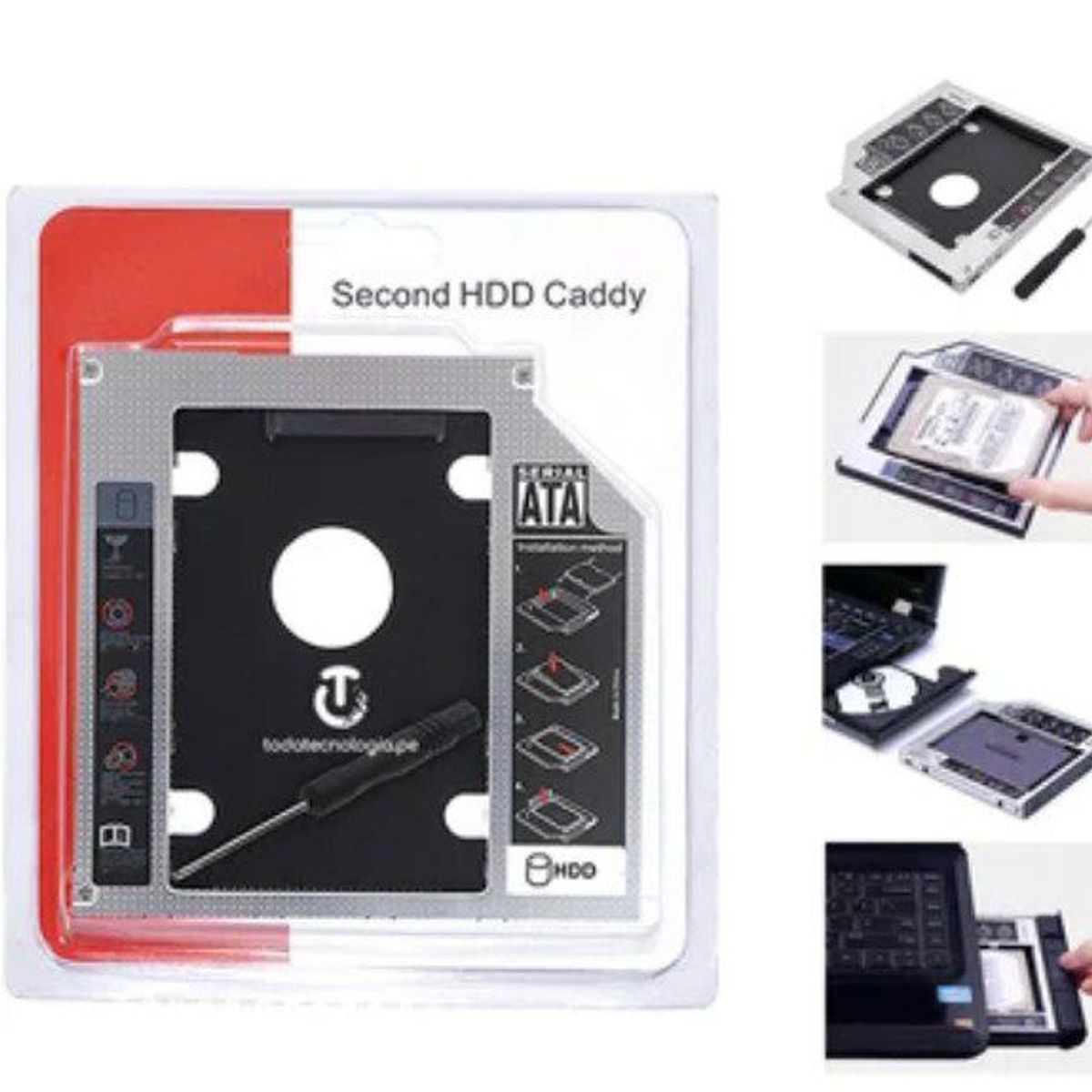 GENERICO - Caddy 9.5mm Adaptador para Disco duro solido SSD Laptop