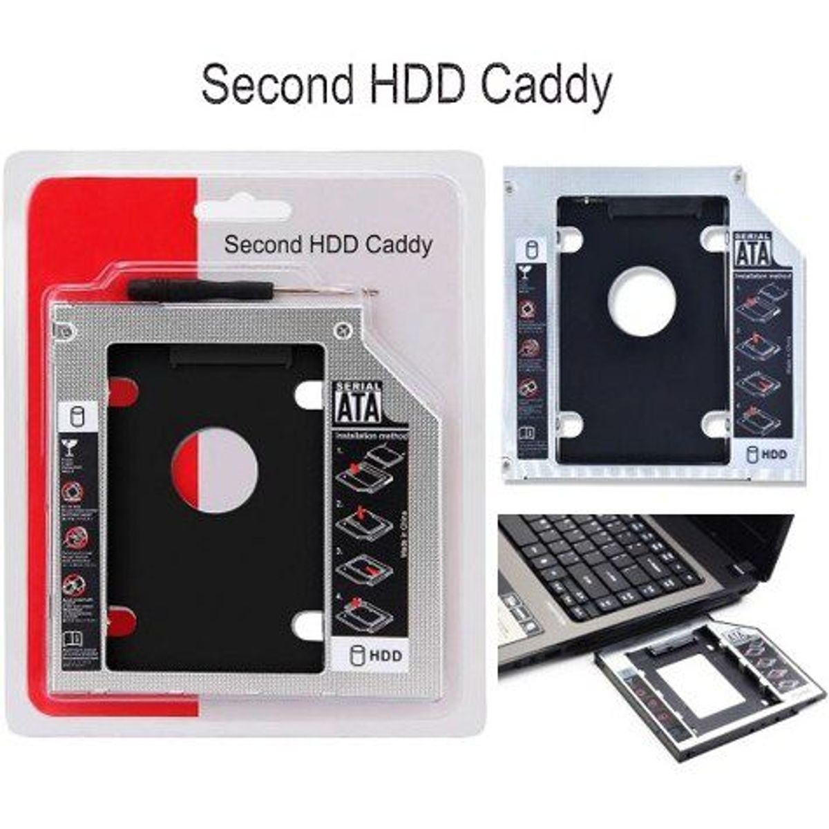 GENERICO - Adaptador para Disco duro solido SSD Laptop  Caddy 9.5mm