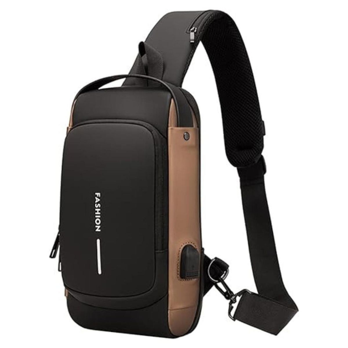 GENERICO - Mochila Cruzada con Clave Antirrobo Impermeable Carga Usb - Dorado