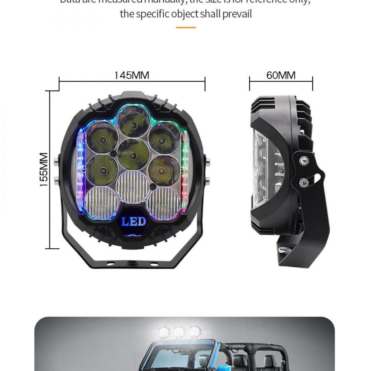 GENERICO - Faro Force 7 pulgadas Luz Blanca Con DRL RGB 9000LM