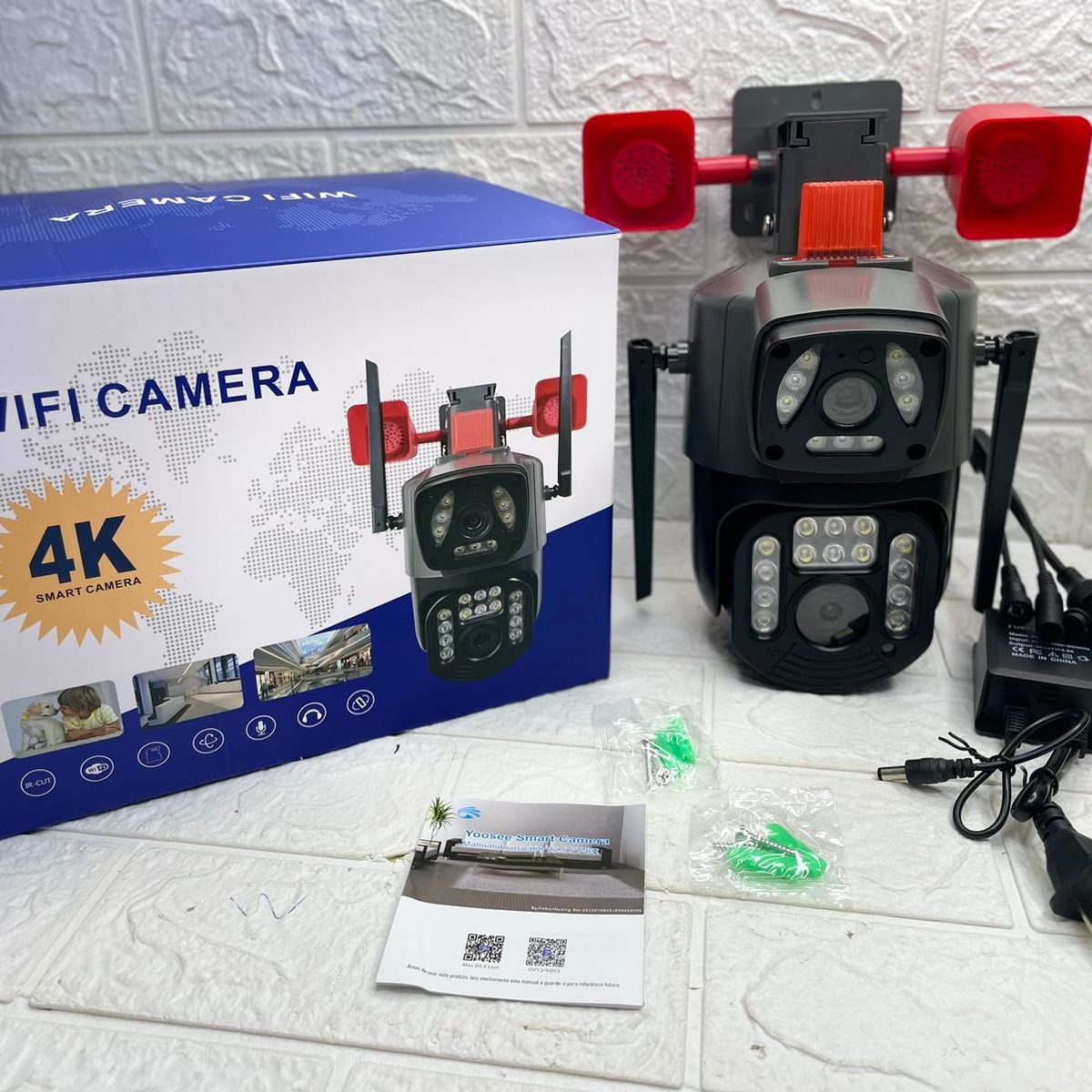 SEISA - Camara Wifi con Doble Lente 360 Exterior Sirenas Alarma