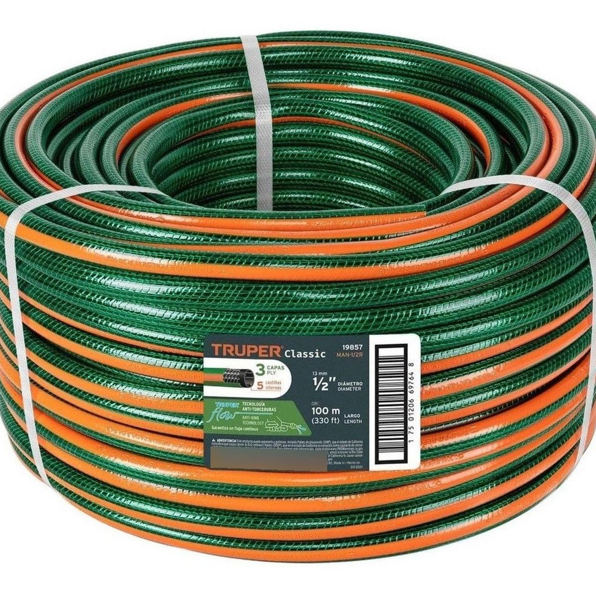 TRUPER - Manguera de riego de 1/2" reforzada 100 metros Truper