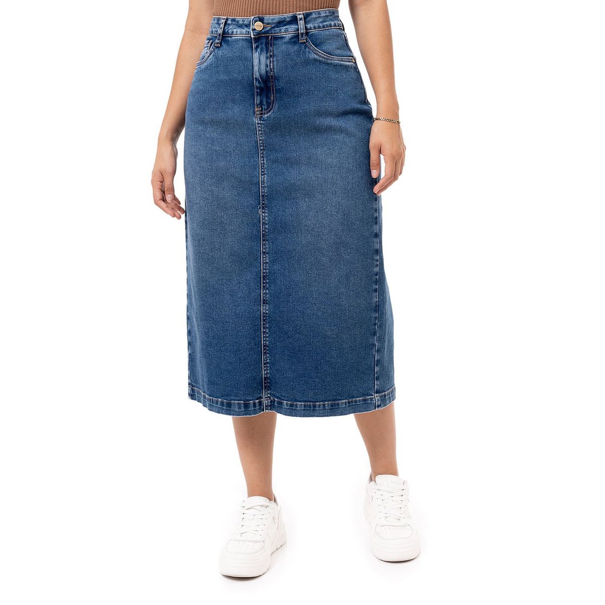 PIONIER - Falda Lar Denim Stretch Mujer Yaniram Pionier