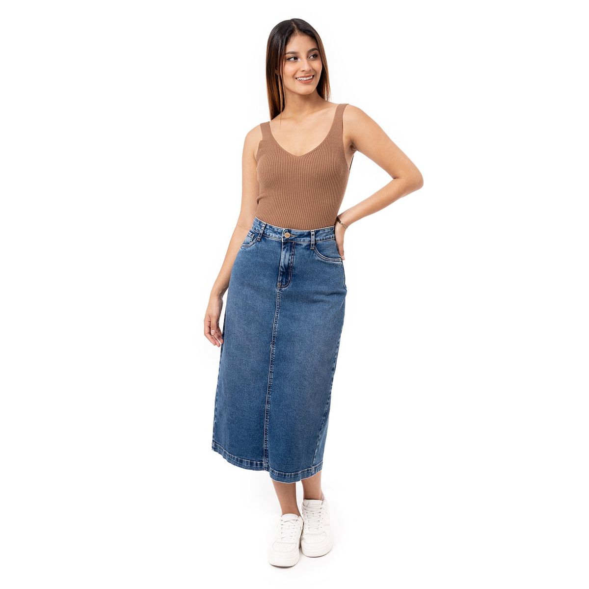 PIONIER - Falda Lar Denim Stretch Mujer Yaniram Pionier