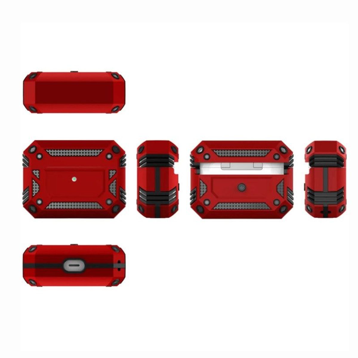 GENERICO - Case Armor Para Audifono Airpods Pro 1ra Gen - Rojo