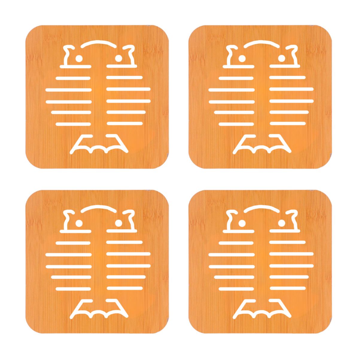 INSPIRA - Set de 4 Soportes de Bambú Resistente al Calor