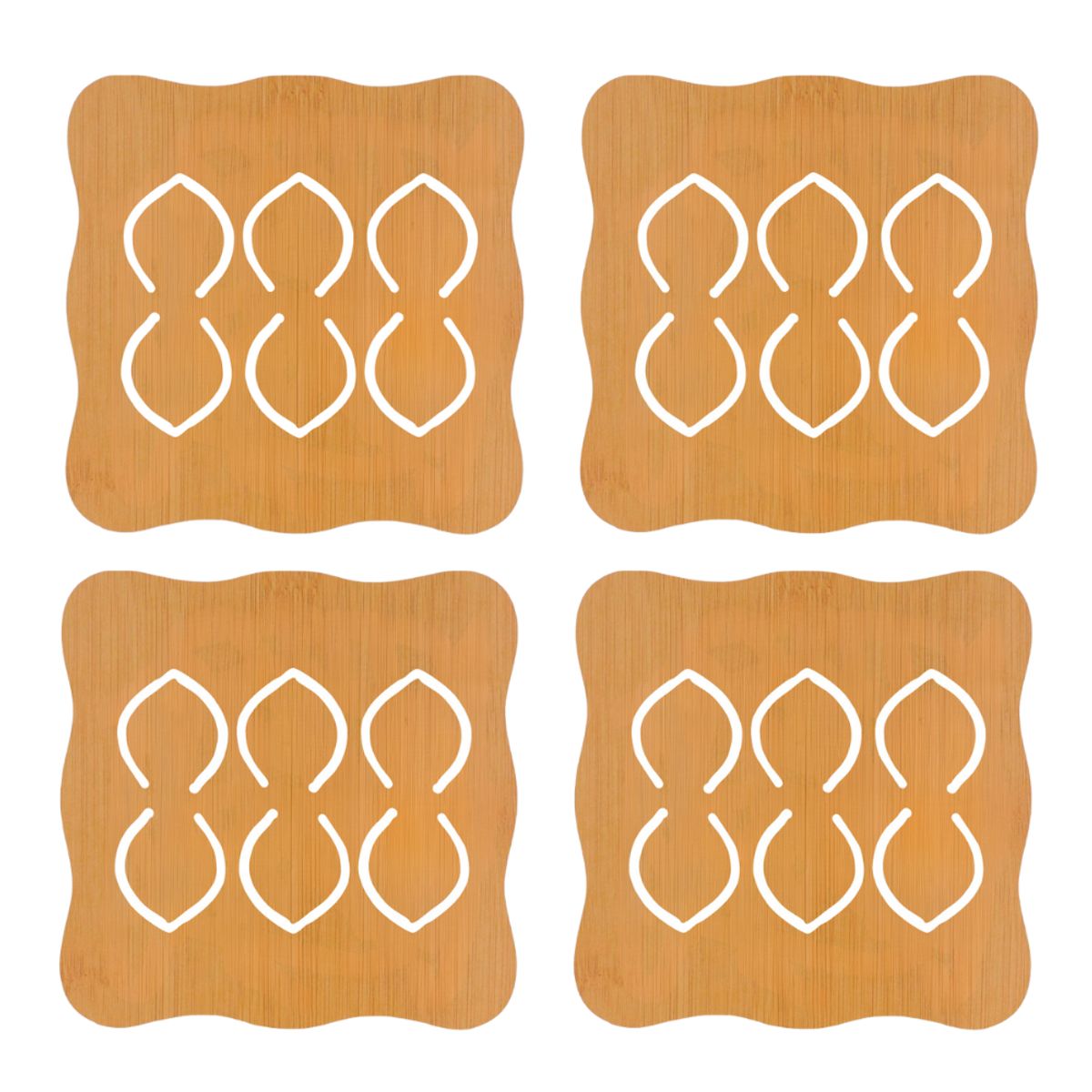 INSPIRA - Set de 4 Soportes de Bambú Resistente al Calor