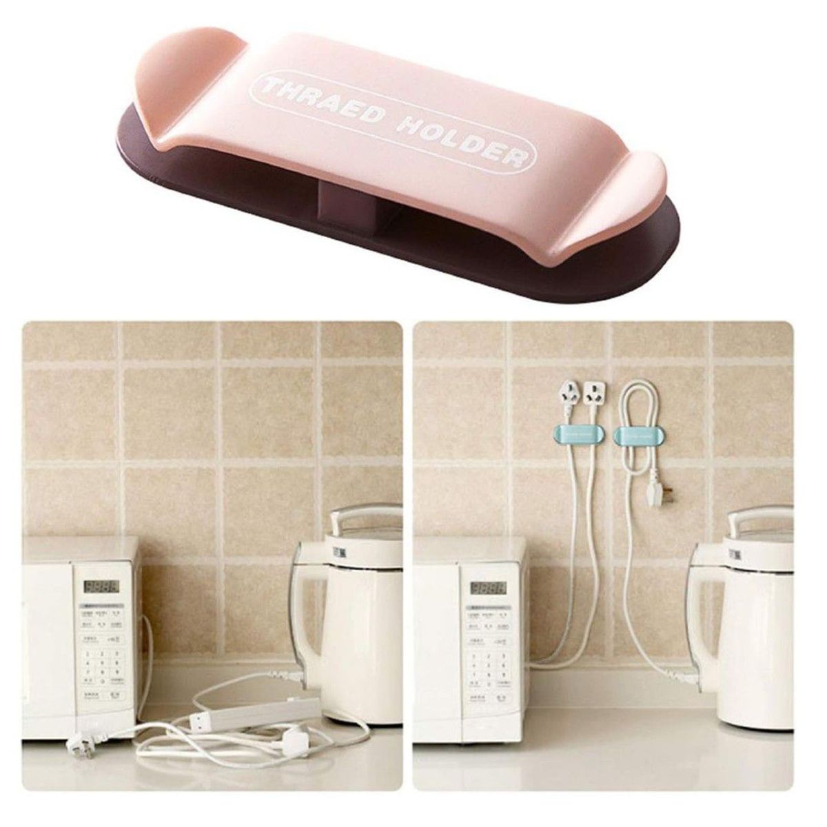 TODO FIT - Colgador de enchufe Mini organizador de Cables 4 clips multiusos