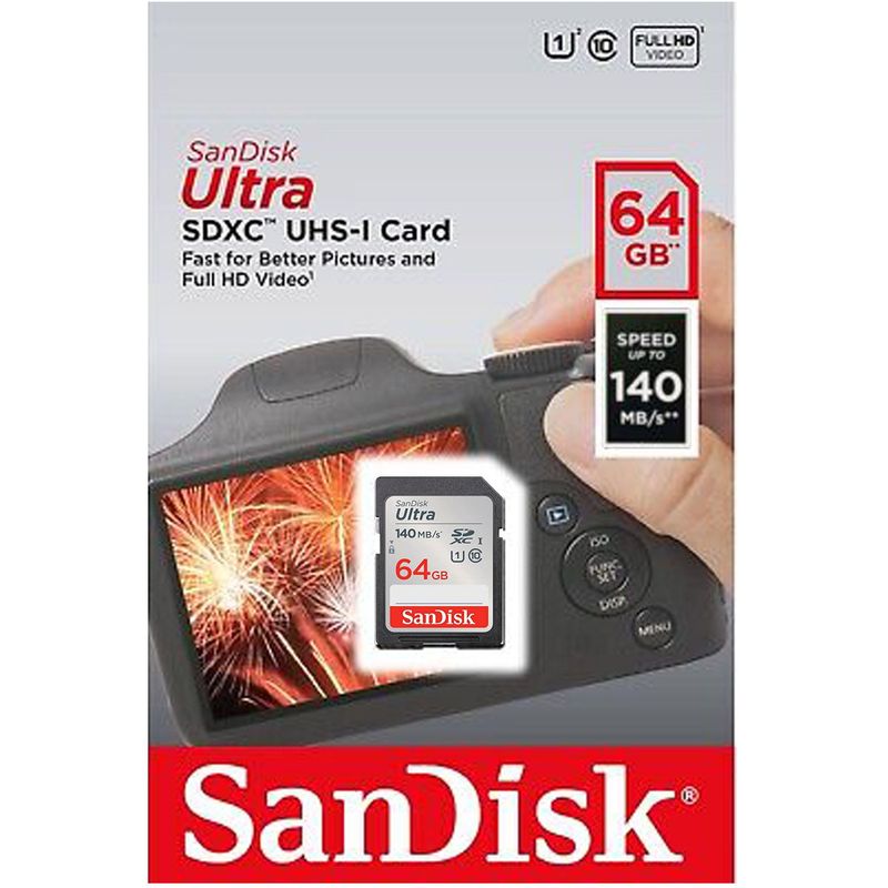 SANDISK - Memoria SD Sandisk Ultra SDXC 64gb UHS-I Clase-10 U1 140mbs