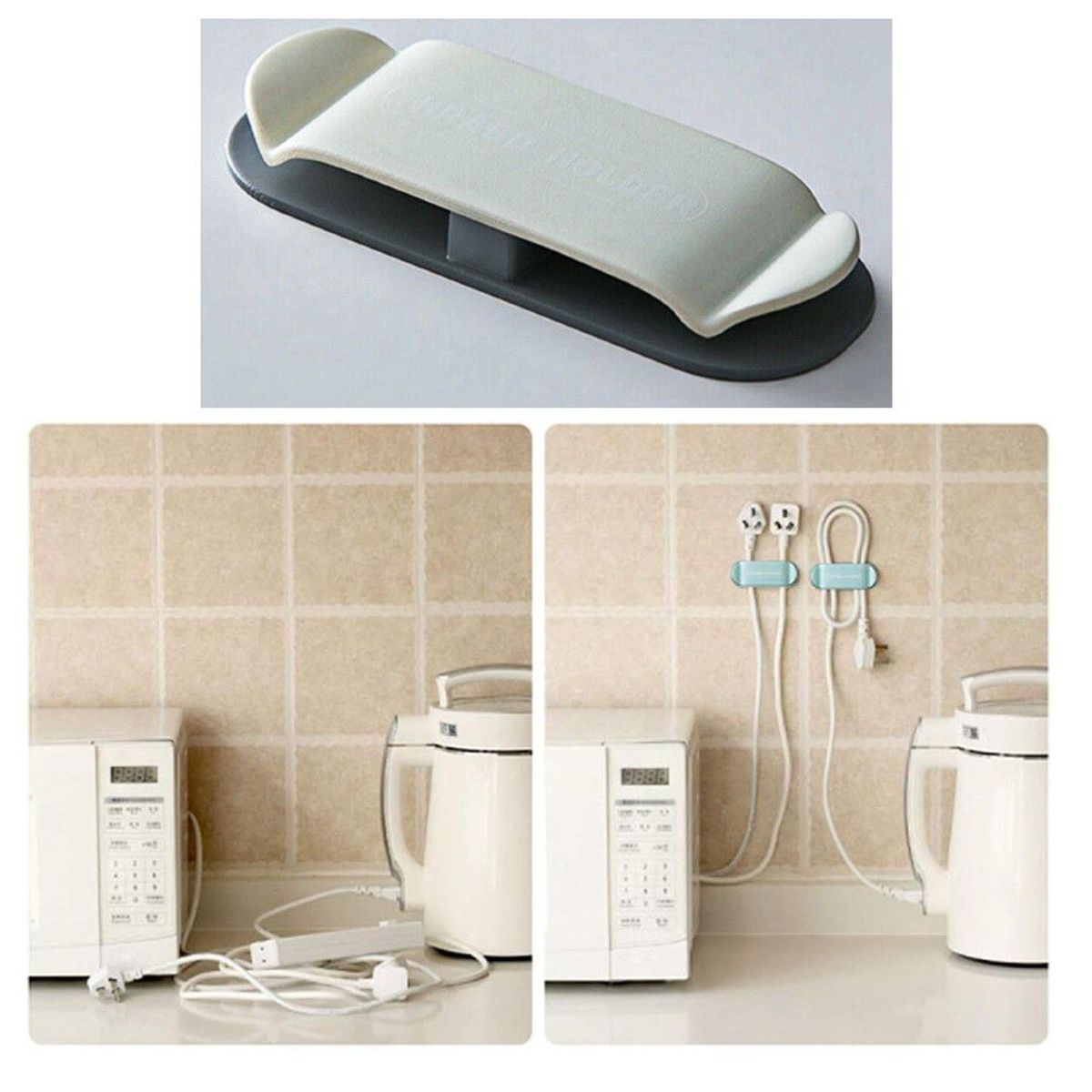 TODO FIT - Colgador de enchufe Mini organizador de Cables 4 clips multiusos