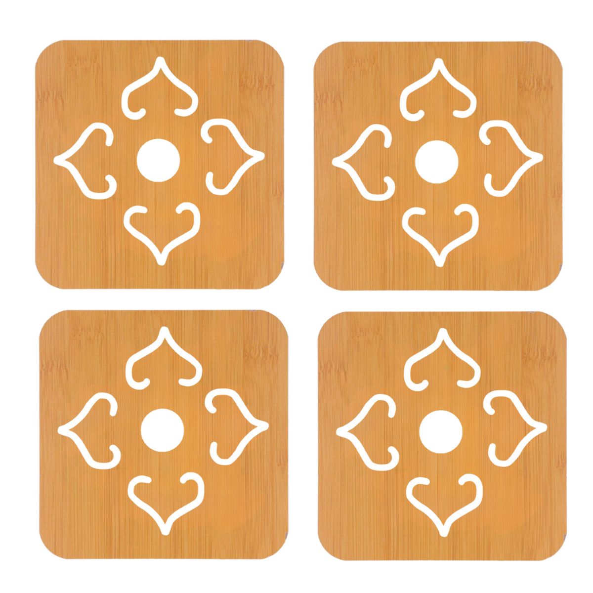 INSPIRA - Set de 4 Soportes de Bambú Resistente al Calor