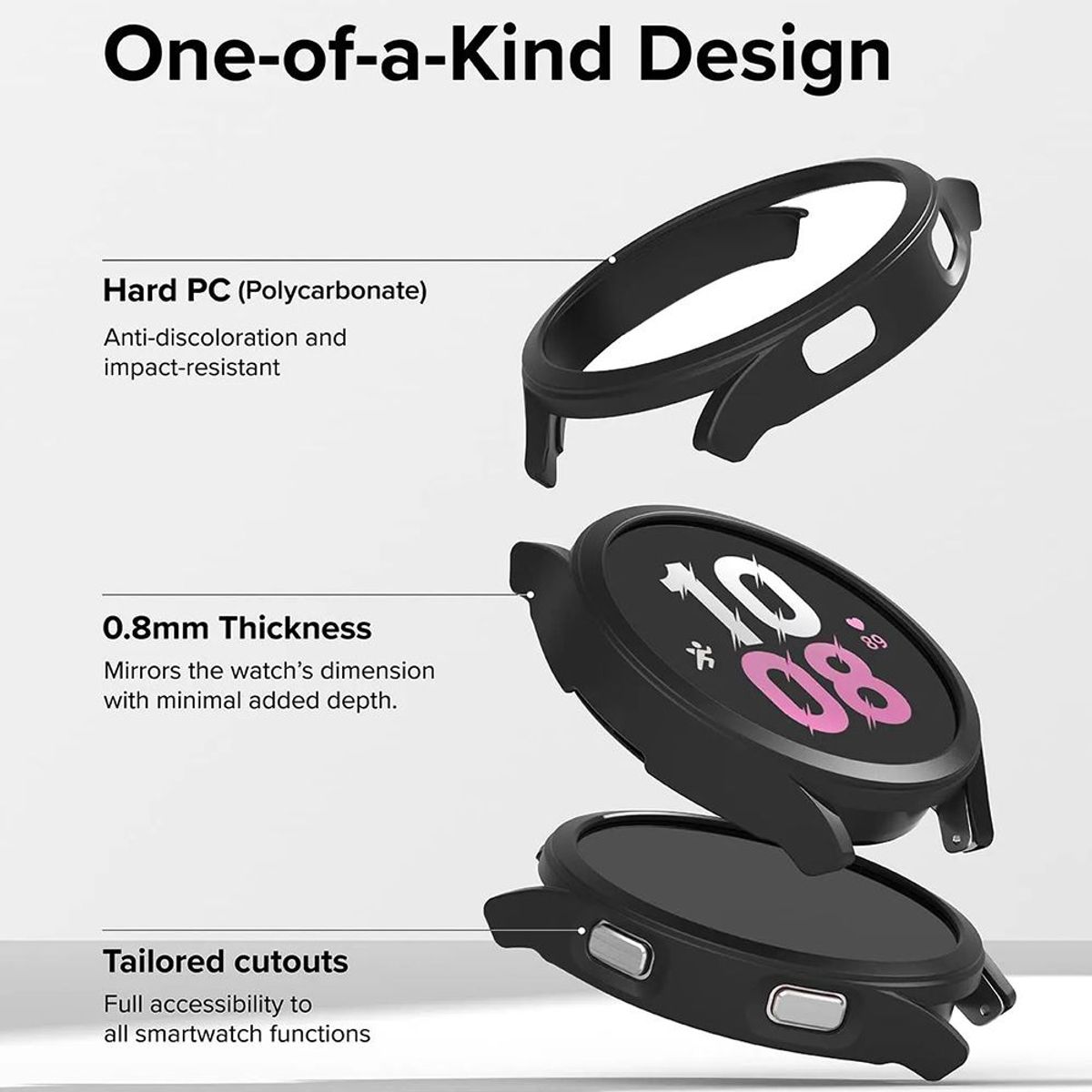 GENERICO - Case Bumper para SAMSUNG GALAXY WATCH 6 DE 44MM - Negro