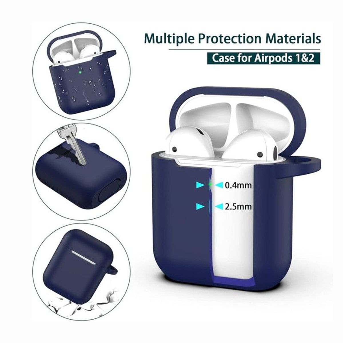 GENERICO - Case de Silicona Para Airpods 1era y 2da Gen - Azul Noche