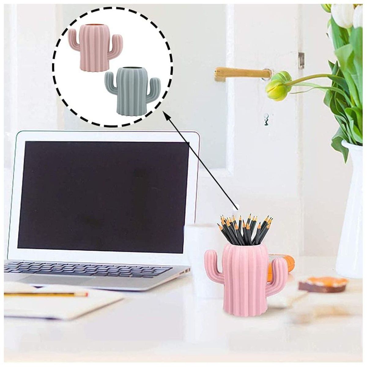 GENERICO - Soporte Multiusos para Lapicero Modelo Cactus de Escritorio