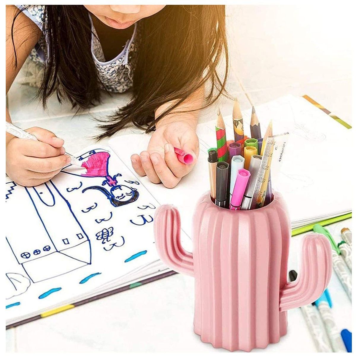 GENERICO - Soporte Multiusos para Lapicero Modelo Cactus de Escritorio