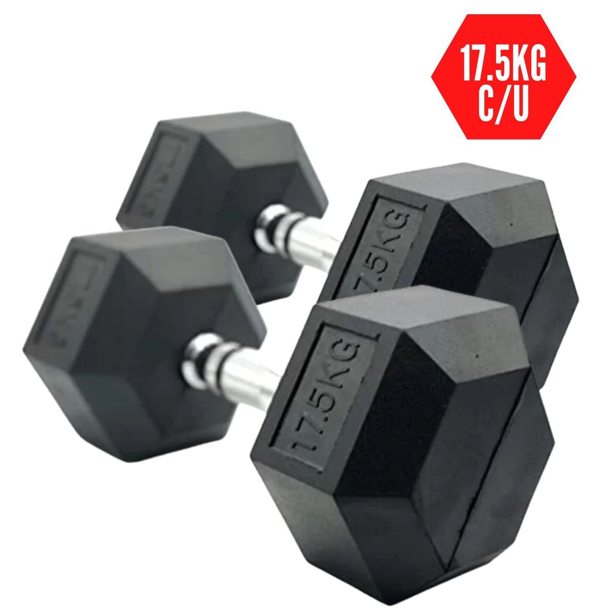 XTREME SPORT - Mancuerna Pesa Hexagonal de 17.5kg  de Ergonomica x2