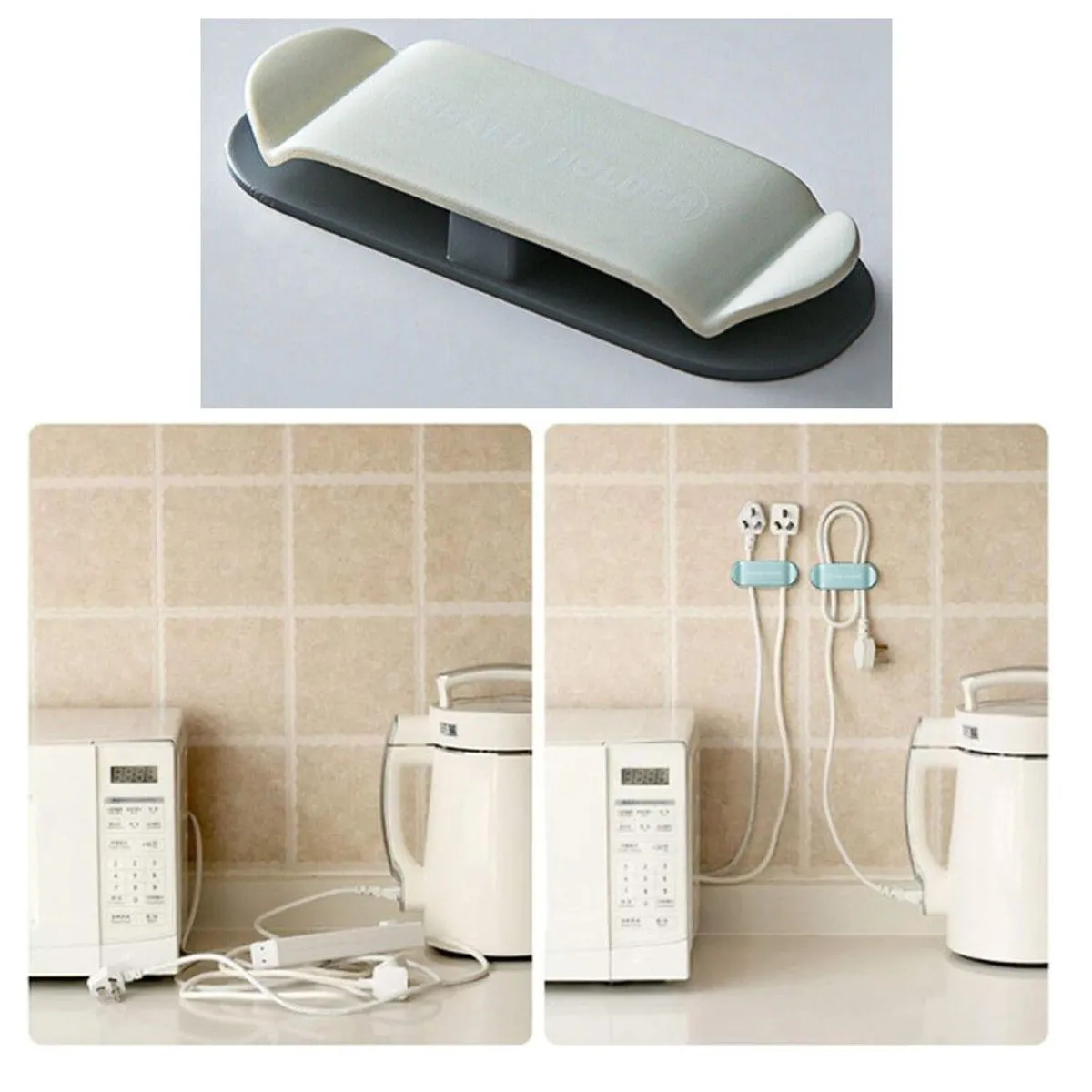 Sujetador Organizador de Cables para Cocina Escritorio x4 Blanco, marca GENERICO - Foto Principal