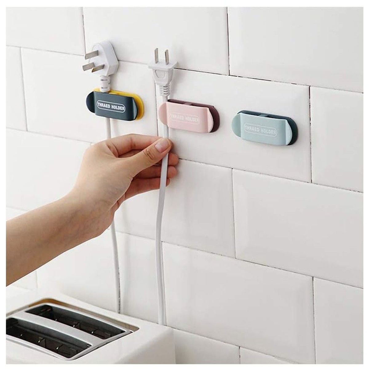 Sujetador Organizador de Cables para Cocina Escritorio x4 Blanco, marca GENERICO - Foto 2