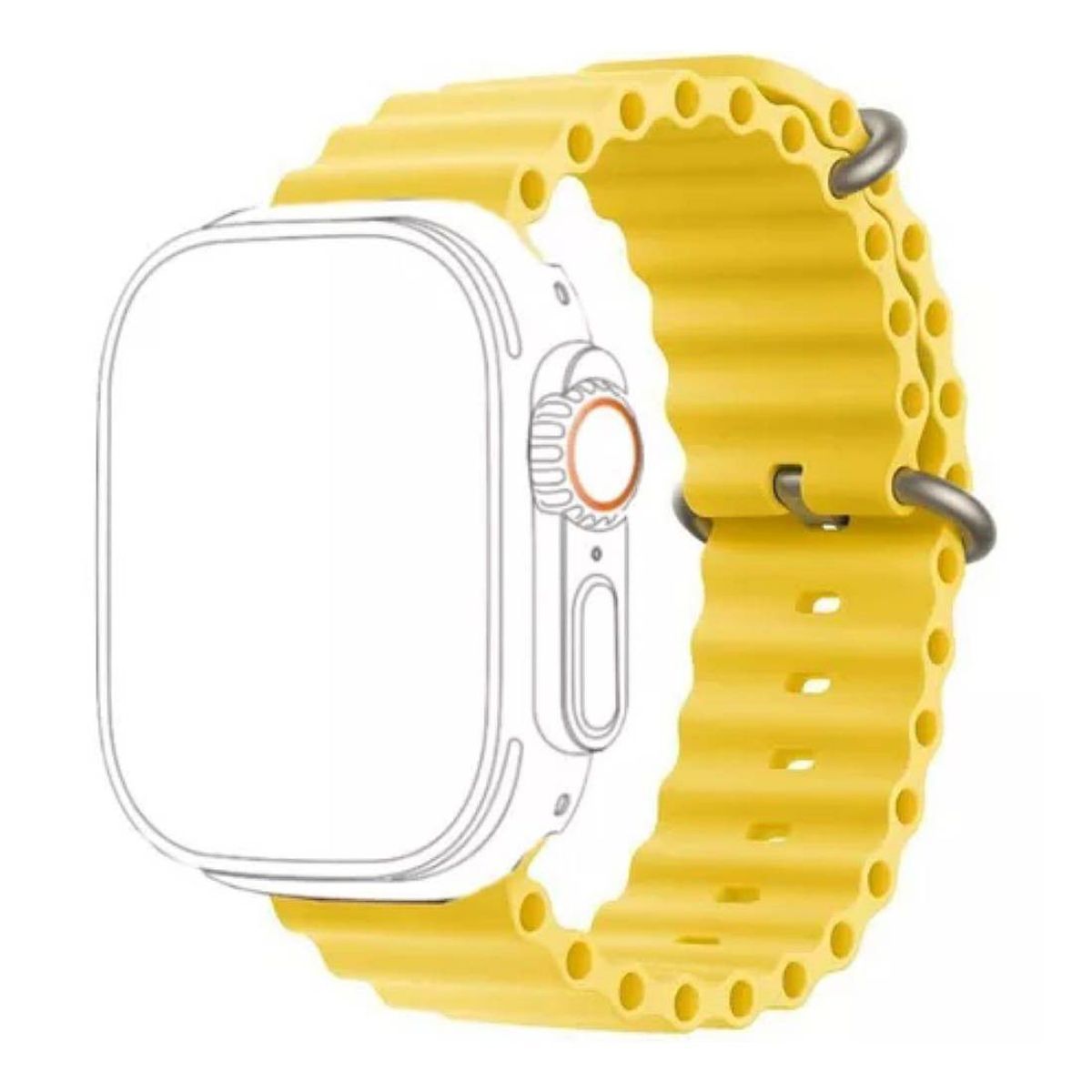 GENERICO - Correa Ultra Ocean para AppleWatch y SmartWatch Amarillo 44-45-46-49mm