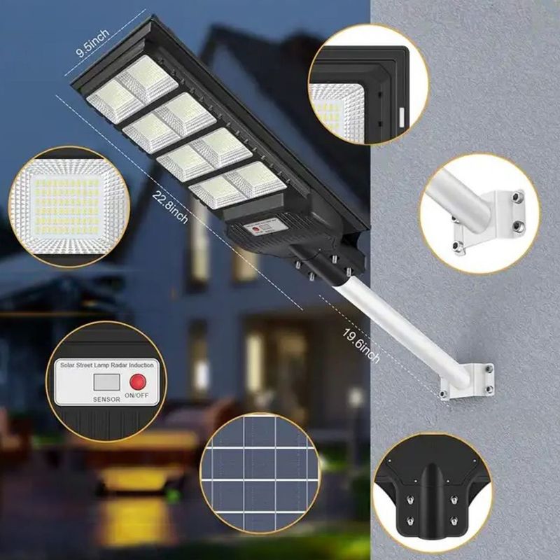 GENERICO - Lampara Poste Solar Alumbrado Publico 200W 600 Leds