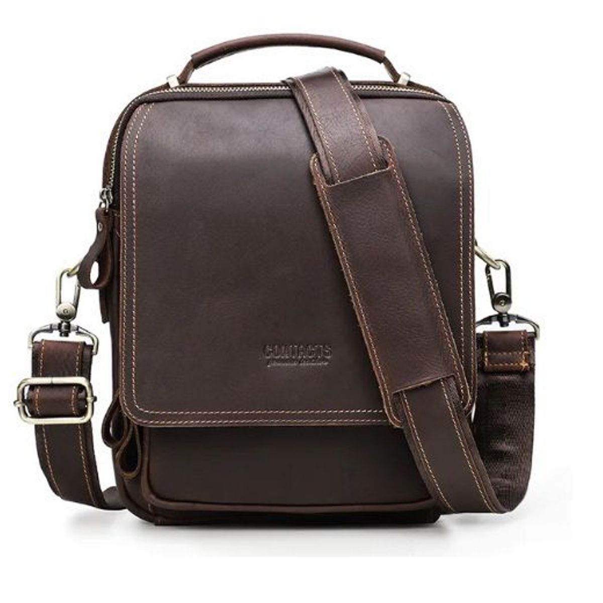 CONTACTS - Morral de Hombro de cuero genuino Marron Contacts MB200 Hombres