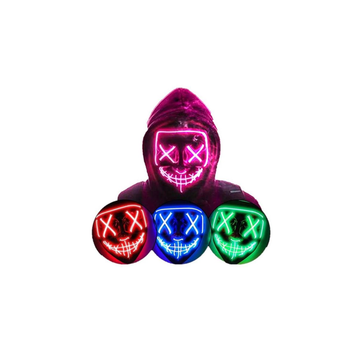 GENERICO - MASCARA CON LED PURGA HALLOWEEN