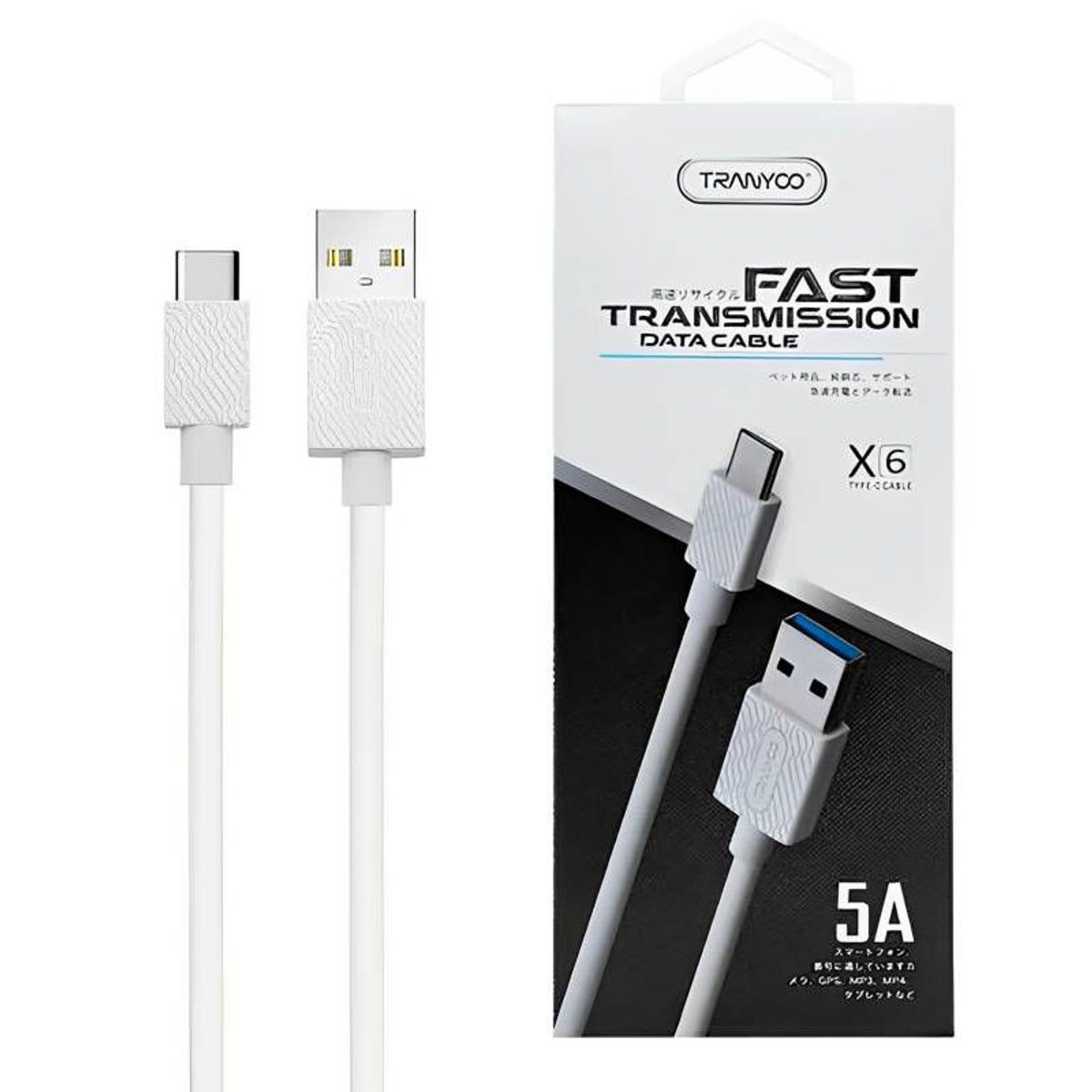 GENERICO - Cable Tranyoo x6 Cable Usb Tipo C Fast Charge 5A Blanco