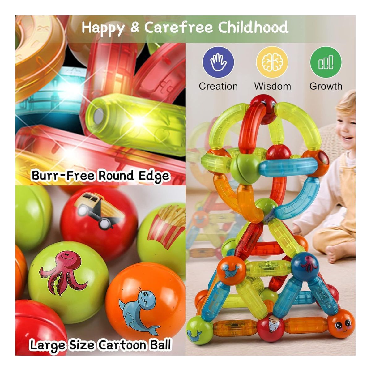 GENERICO - Juego De Bloques Magneticos Con Luces De Construccion 52 Pcs