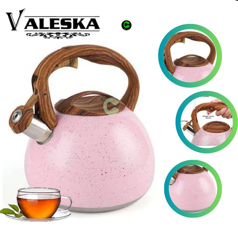 VALESKA - Tetera VALESKA Silbadora De Roca Volcánica 5 Litros VL-MK590 - Rosado