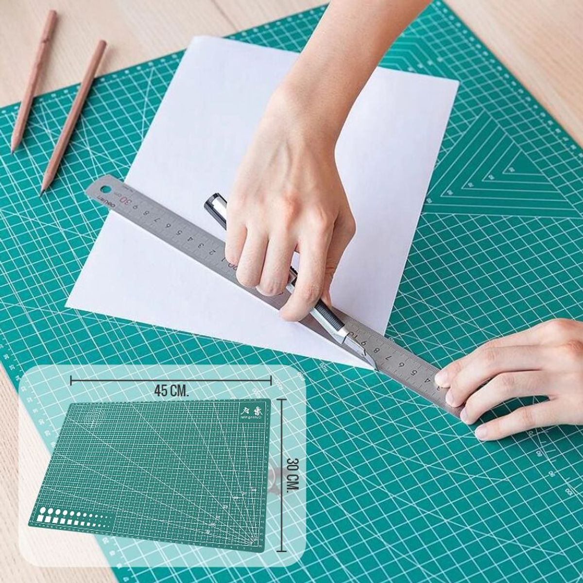 GENERICO - Cutting Mat A3 Plancha de corte 30x45 cm autocurativa Verde