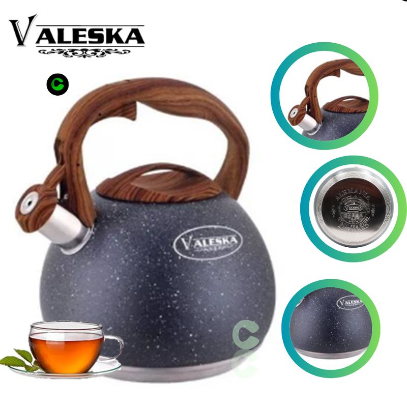 VALESKA - Tetera VALESKA Silbadora De Roca Volcánica 5 Litros VL-MK590 - PLOMO