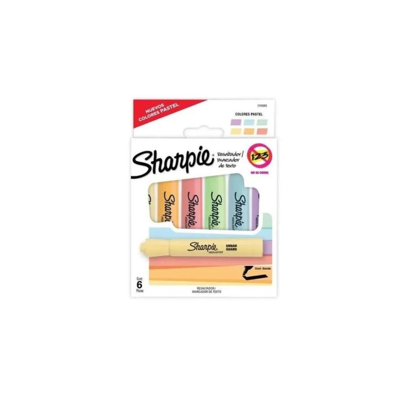 SHARPIE - Resaltador Sharpie Tank Colores Pasteles x6