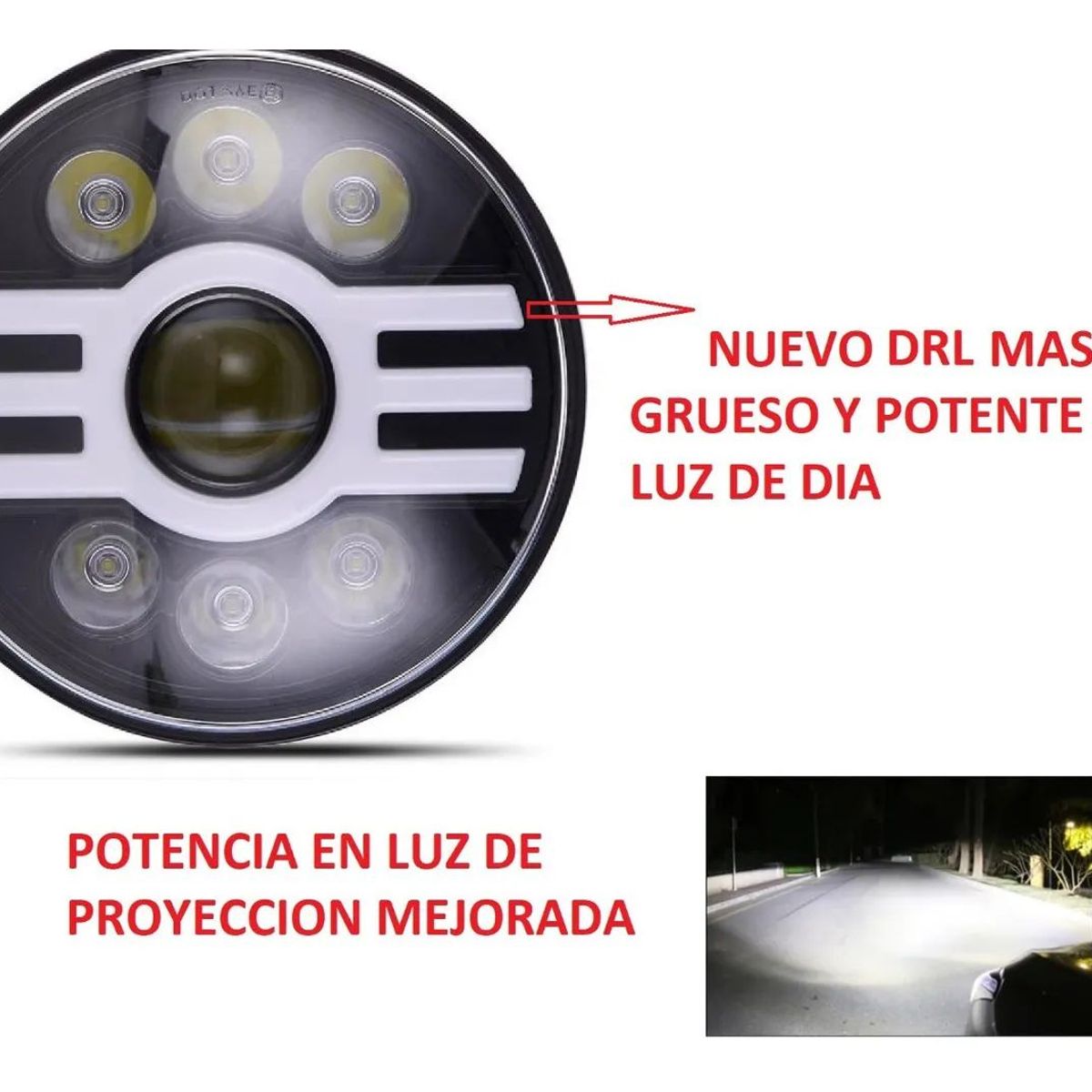 GENERICO - Faro Led 7 pulgadas Redondo Modelo H 4000LM Kontrol