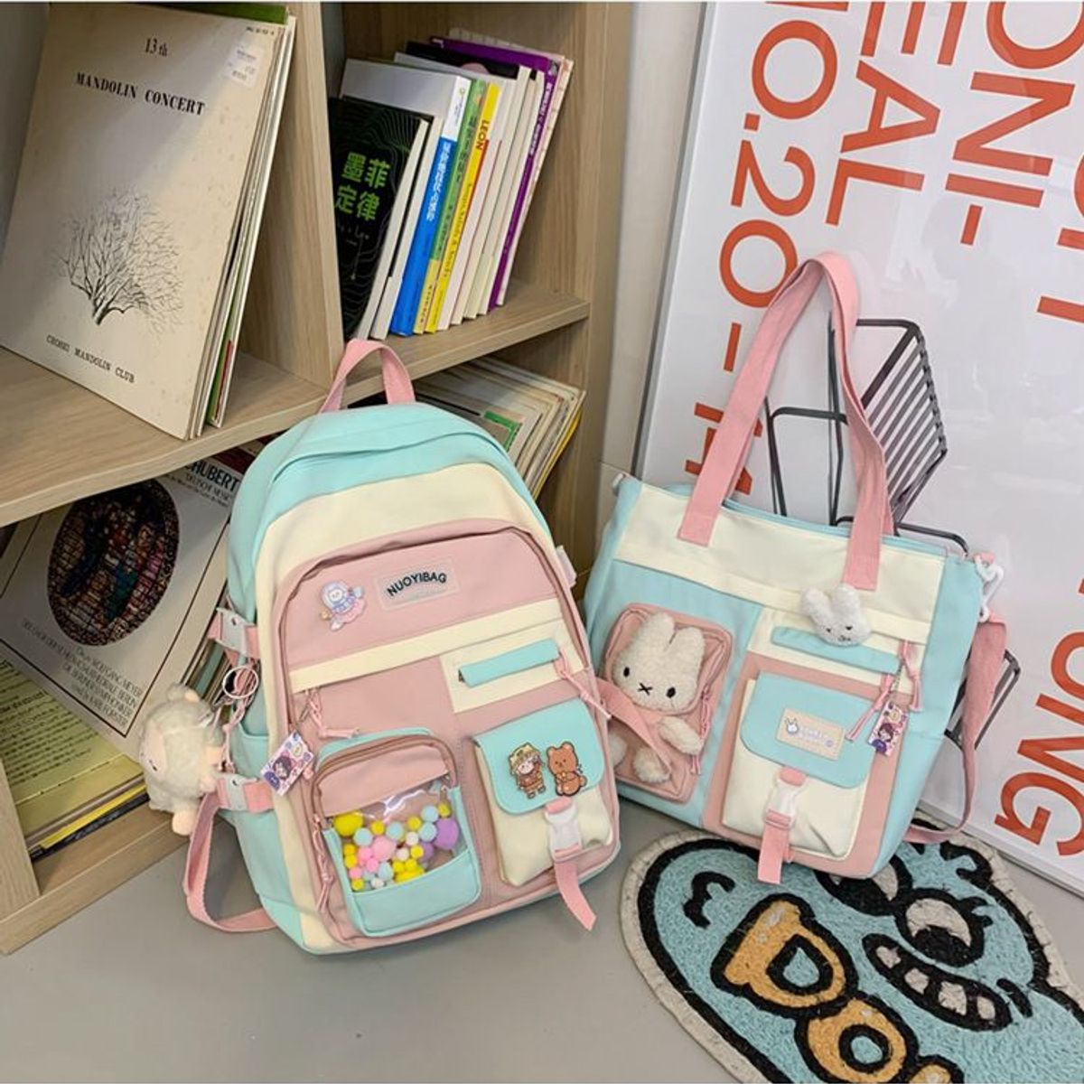 GENERICO - PACK MOCHILA Y MORRAL KAWAII