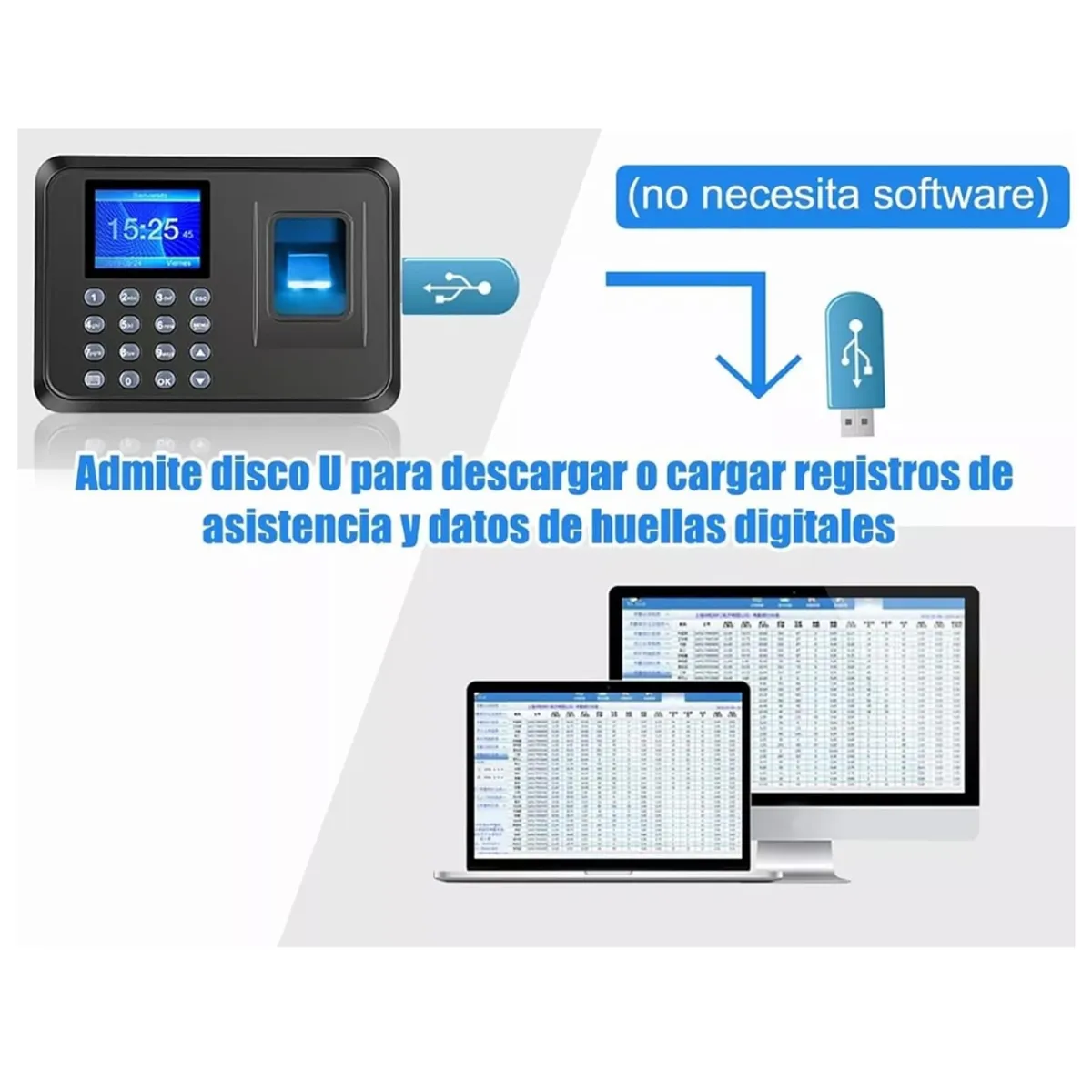 SEISA - Lector Huella Biométrico de Control De Asistencia por Cerradura Smart