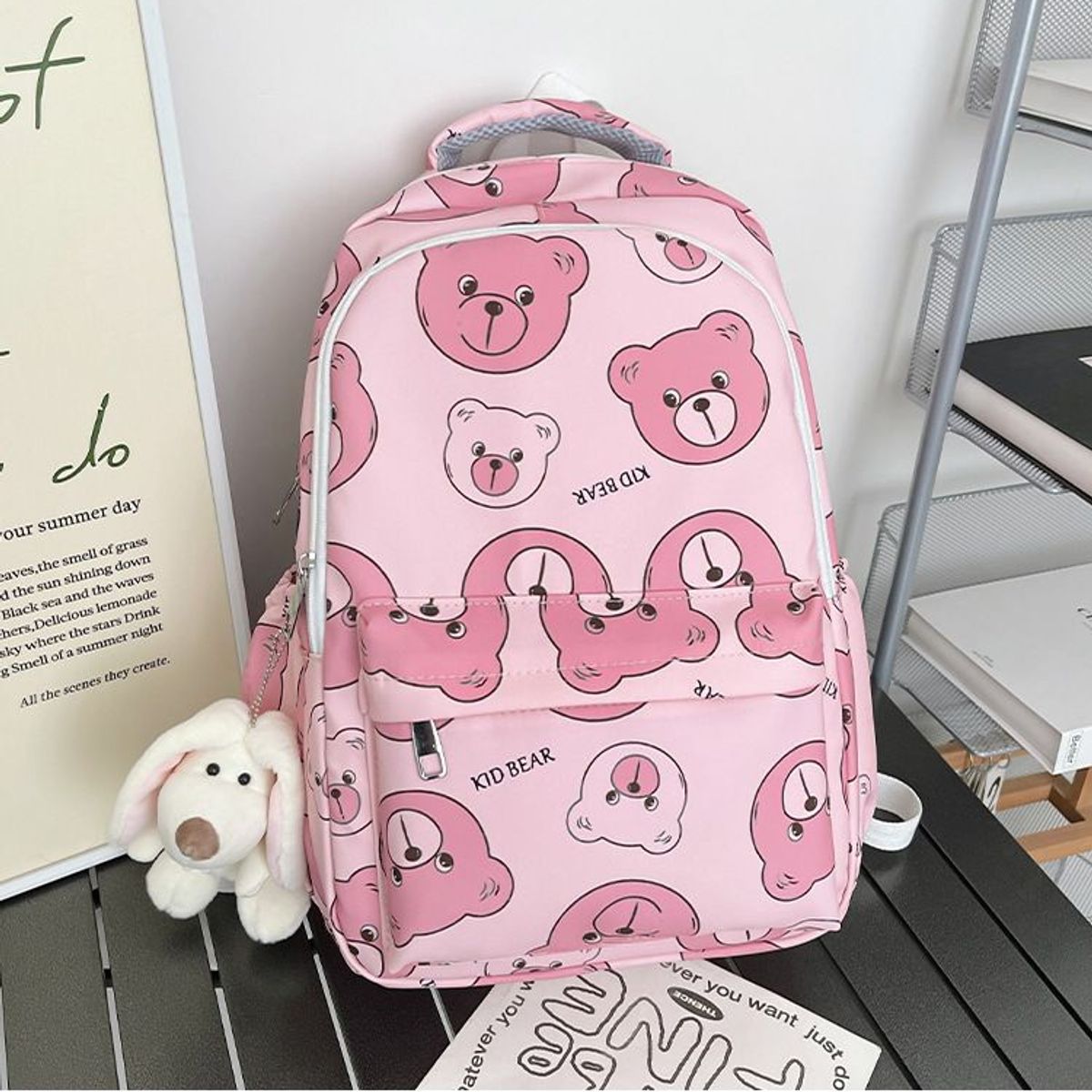 GENERICO - MOCHILA DAMA CON LLAVERO DE PELUCHE