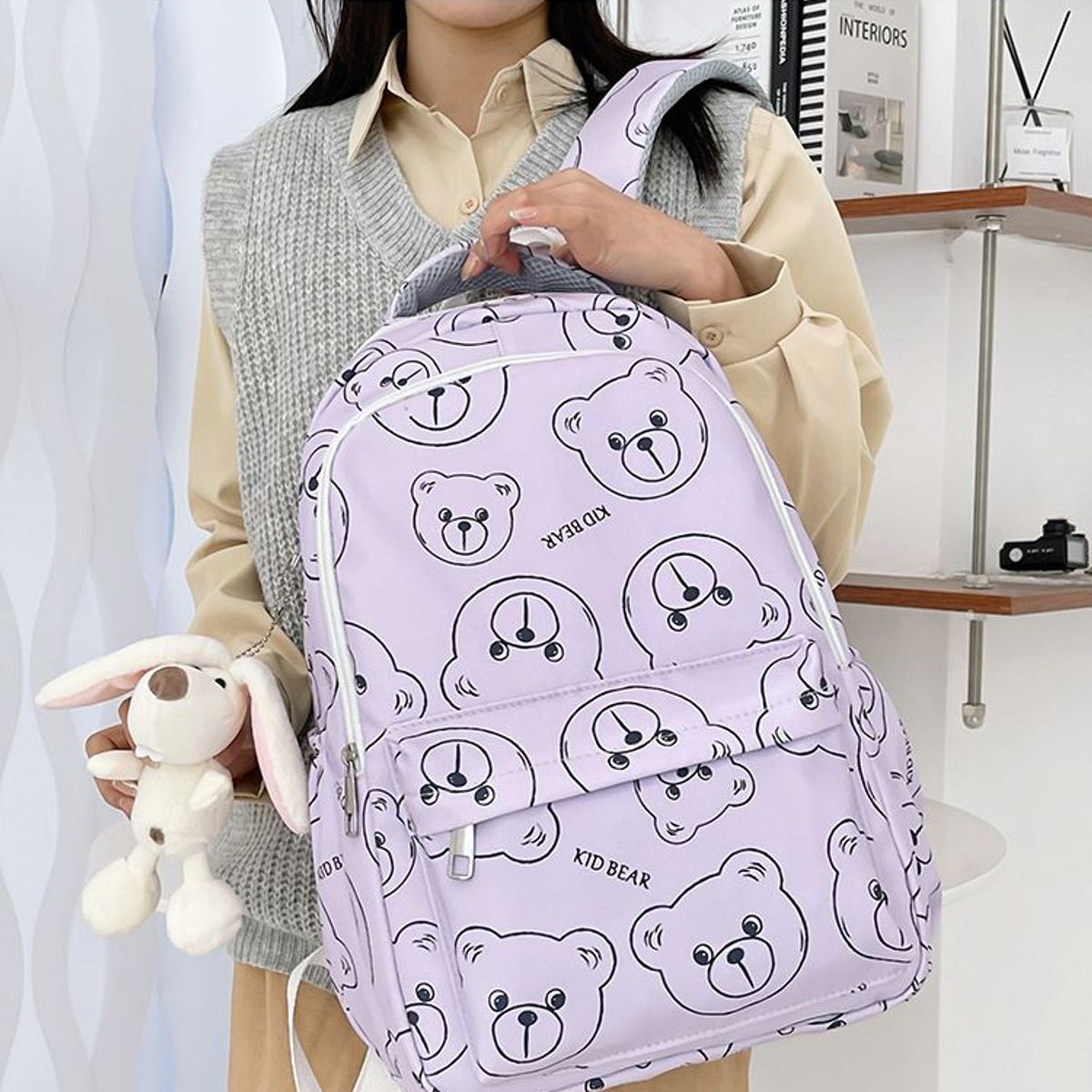 GENERICO - MOCHILA DAMA CON LLAVERO DE PELUCHE