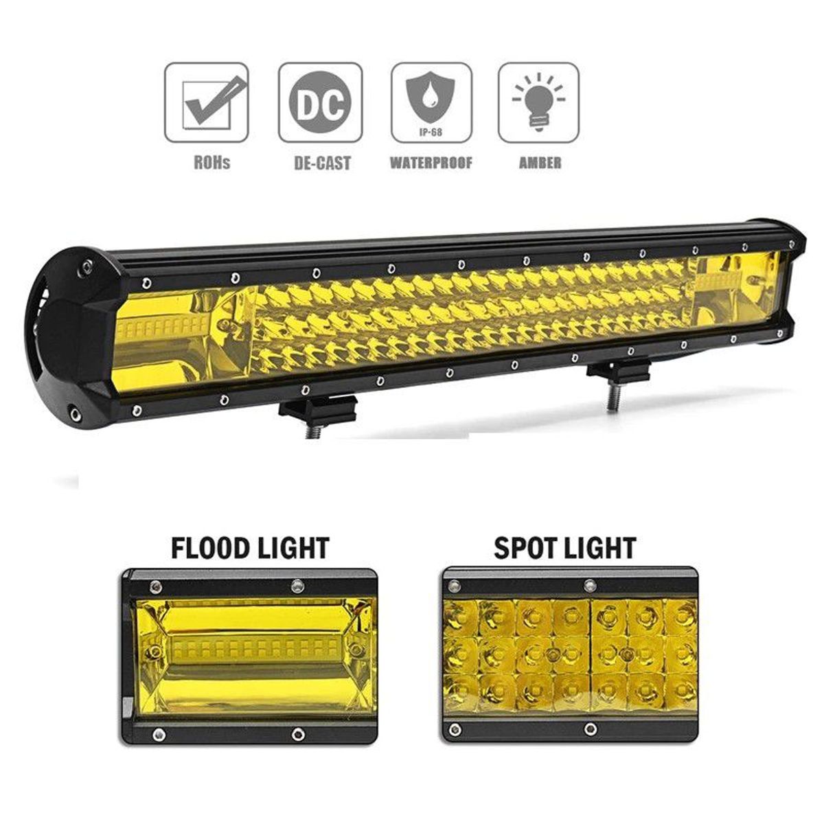 KOBO - Neblienero Barra Led 50cm amarillo Rompe Nieblas 2en1 7D