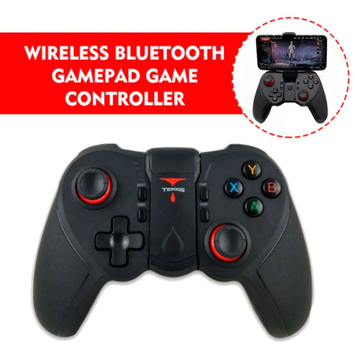 GENERICO - MANDO BLUETOOTH PARA CELULAR T-12 CON SOPORTES DE TELEFONO MOVIL