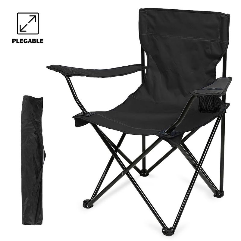 KELLER - Silla Plegable para Playa Jardín Camping Terraza Negro F03