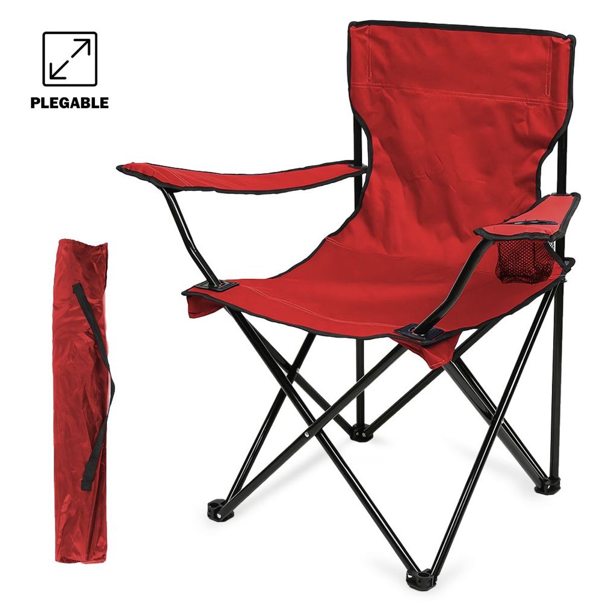 KELLER - Silla Plegable para Playa Jardín Camping Terraza Rojo F03