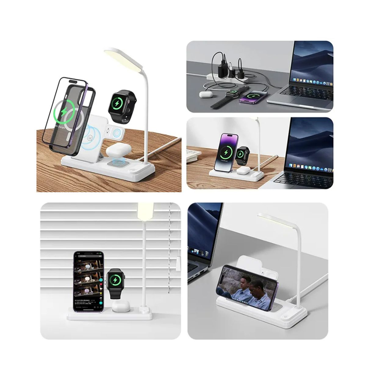 USAMS - Estacion Carga Inalambrica USAMS 4en1 de iPhone Airpods Apple Watch