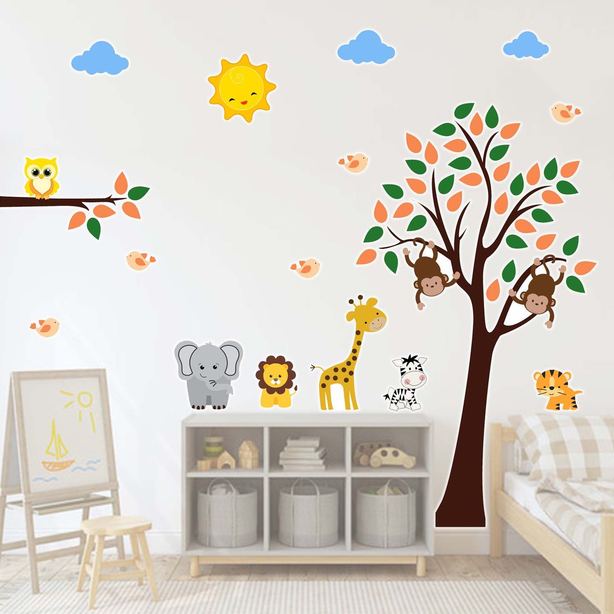 GENERICO - Vinilo Infantil Arbol Naranja safari decoracion Unisex