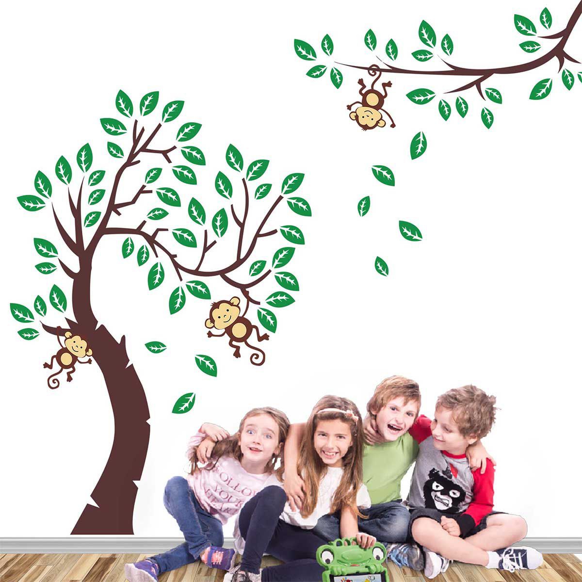 GENERICO - Vinilo Infantil Arbol con monos decoracion para niños