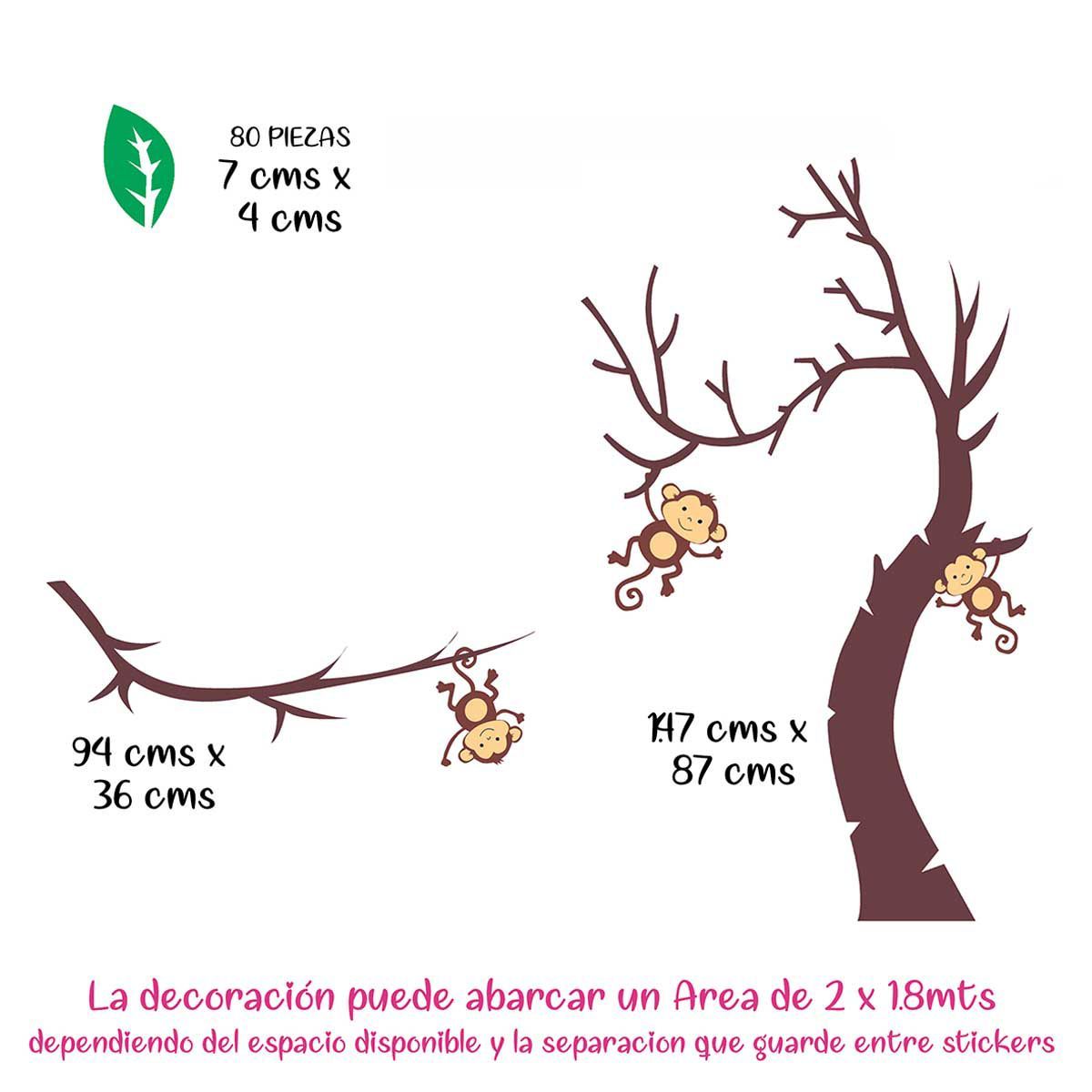 GENERICO - Vinilo Infantil Arbol con monos decoracion para niños