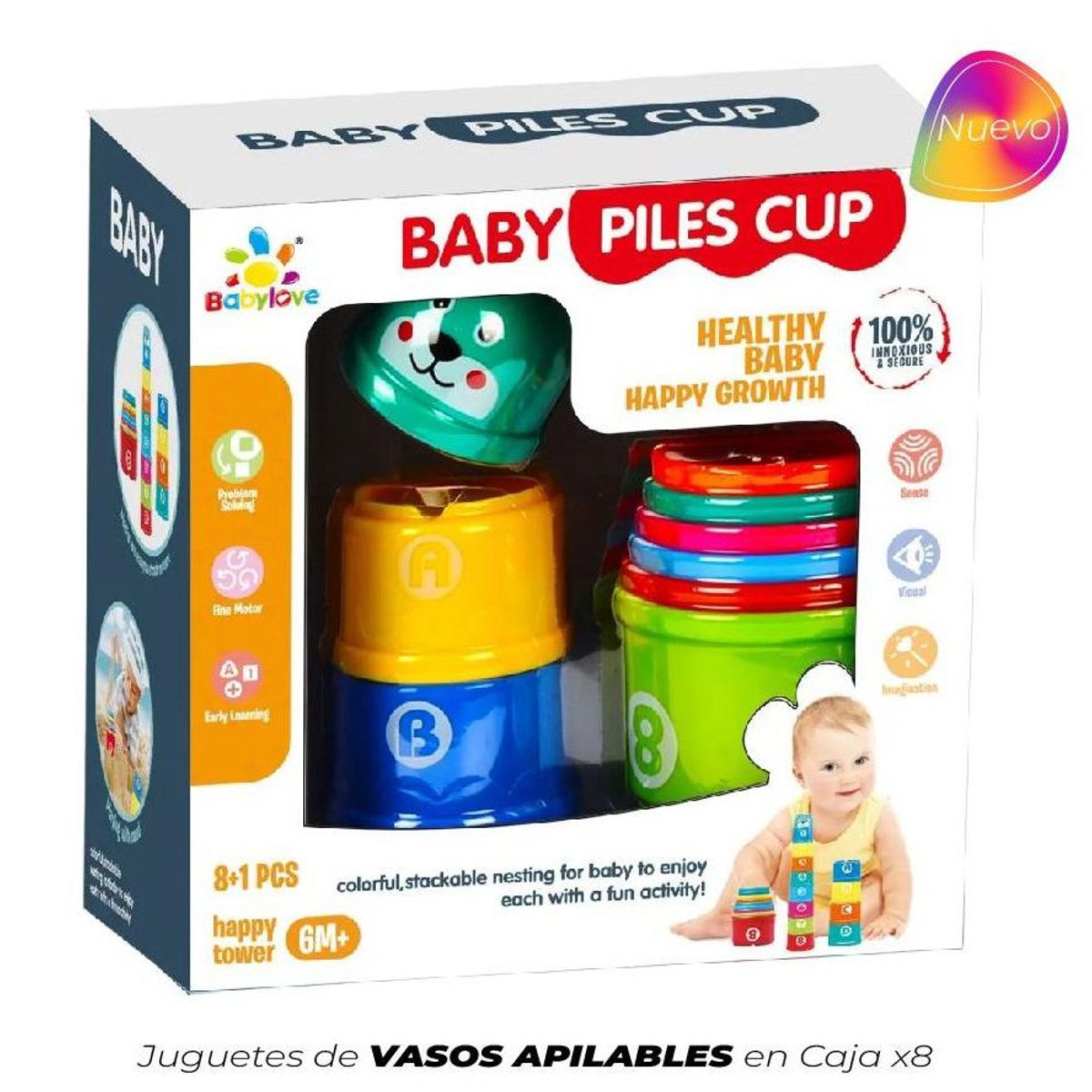 GENERICO - JUGUETE DE VASOS APILABLES EN CAJA X8