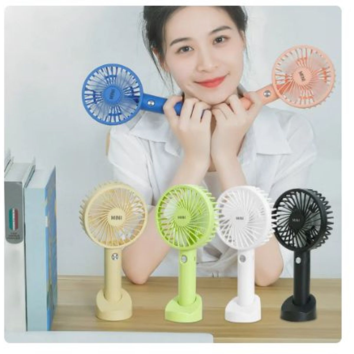 GENERICO - Ventilador portátil con base diseño kawaii