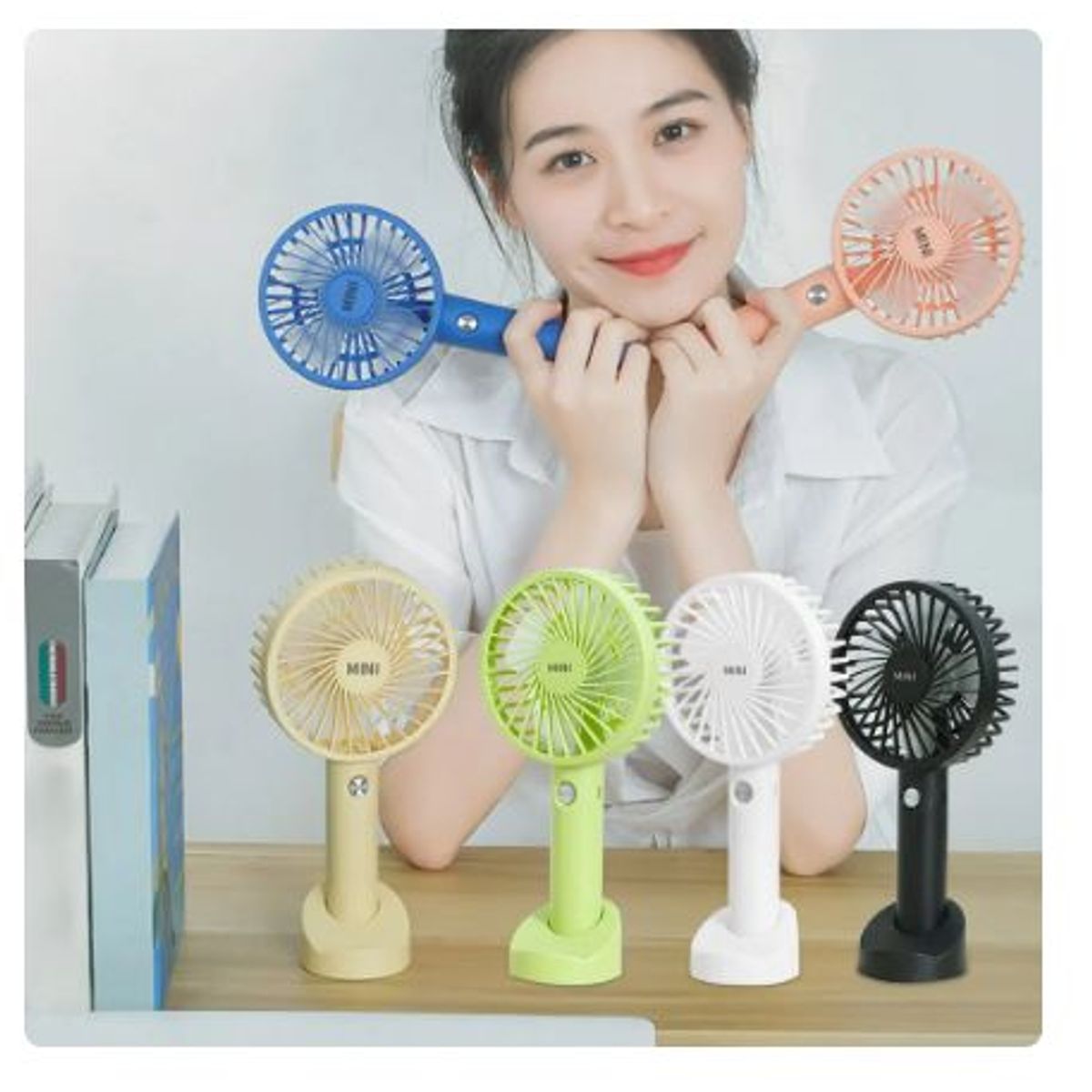 GENERICO - Ventilador portátil con base diseño kawaii