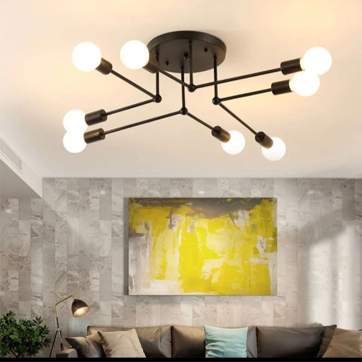 CEMLIGHTING - Lámpara de techo Barcelona negro 8 sockets